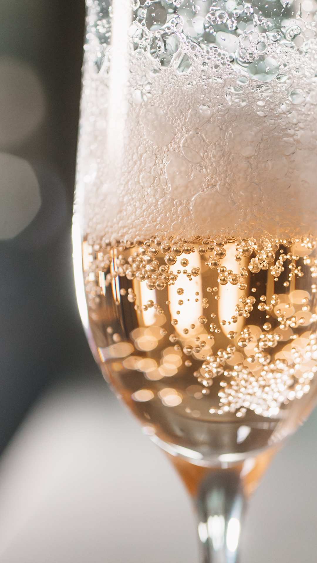 A glass of bubbling champagne