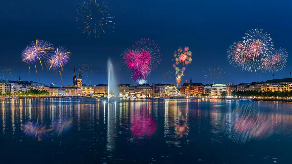 Join Hamburg's Port Birthday from the deck, with a boat parade and fireworks along the Elbe.